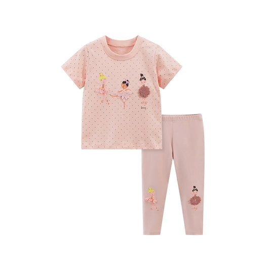 100% Cotton Pink Tinkerbell Ballet Tee & Leggings Set