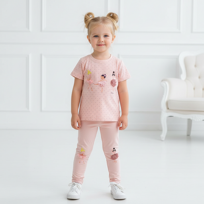 100% Cotton Pink Tinkerbell Ballet Tee & Leggings Set