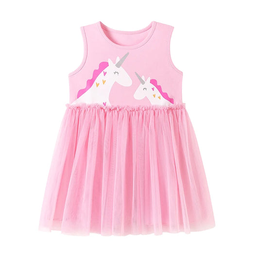 100% Cotton Pink Unicorn Tulle Dress