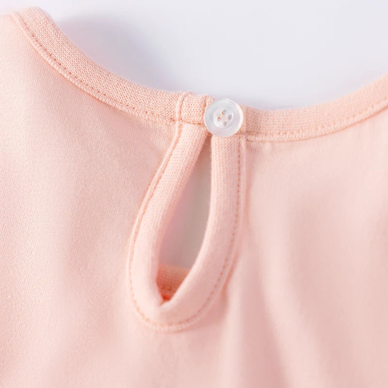 100% Cotton Unicorn Pastel Pink Puff Sleeve Tulle Dress