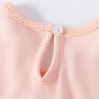 100% Cotton Unicorn Pastel Pink Puff Sleeve Tulle Dress