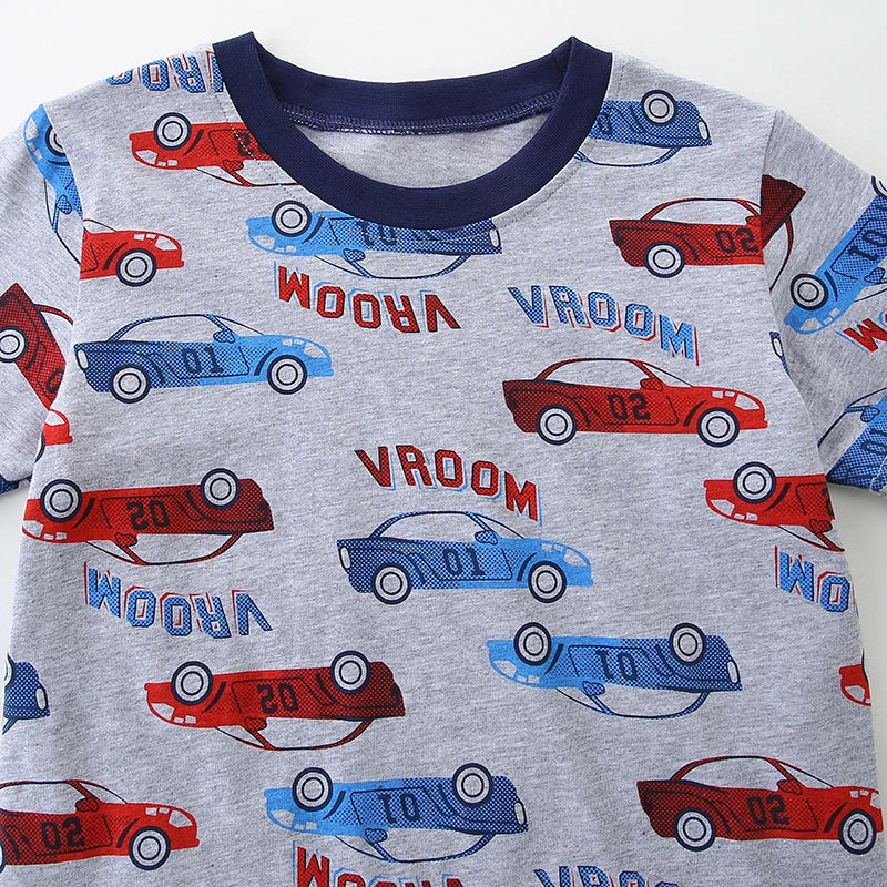 100% Cotton Vintage Car Tee & Navy Blue Shorts Set
