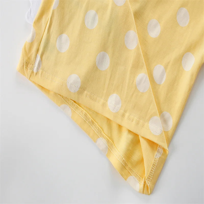 100% Cotton Yellow Swan Polka Dot Top & Leggings Set