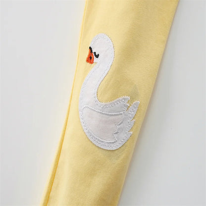 100% Cotton Yellow Swan Polka Dot Top & Leggings Set