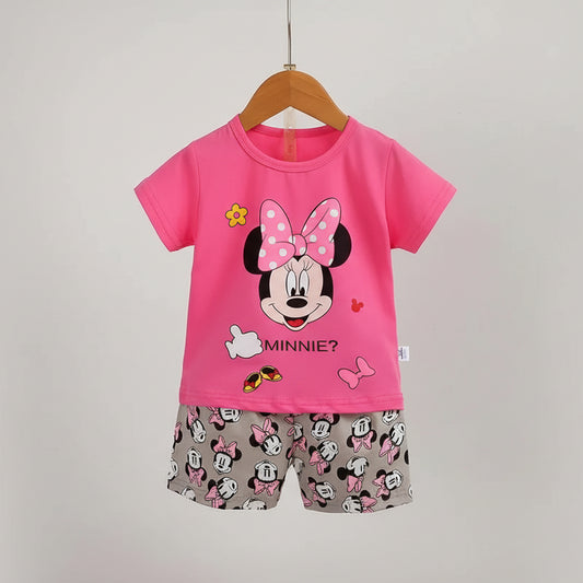 100% Cotton Minnie Mouse Pink Tee & Shorts Set