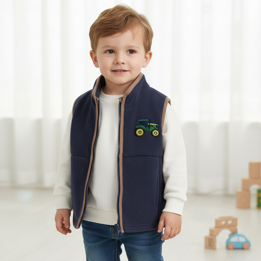 Tractor Embroidery Fleece Vest