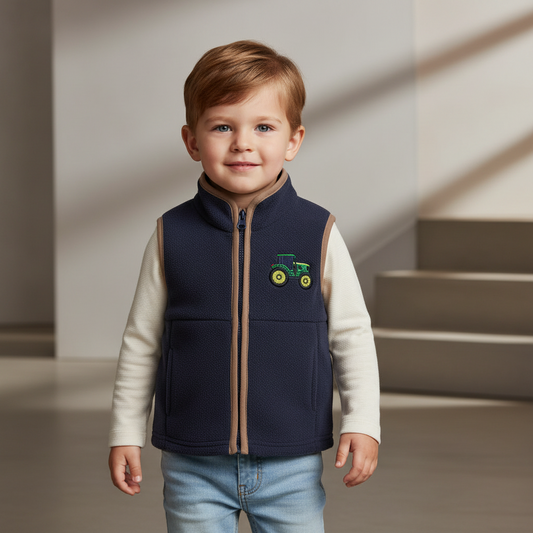 Tractor Embroidery Fleece Vest