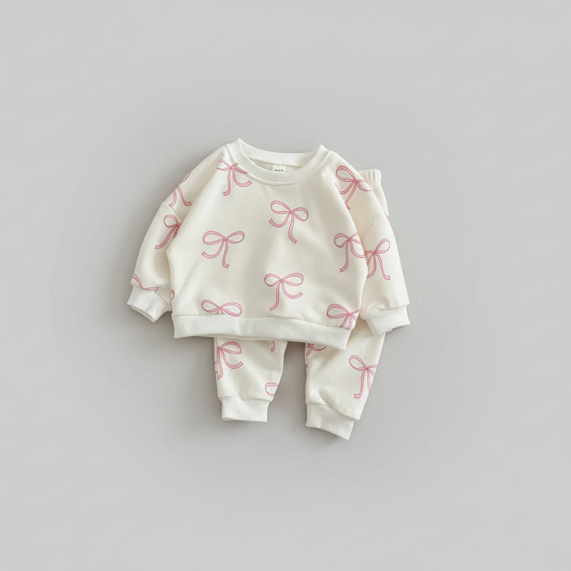 Cotton Cute Bow Top & Pants Set