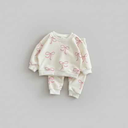Cotton Cute Bow Top & Pants Set