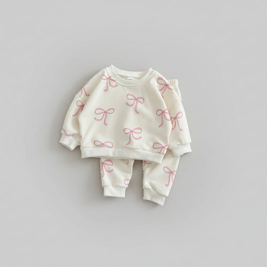 Cotton Cute Bow Top & Pants Set
