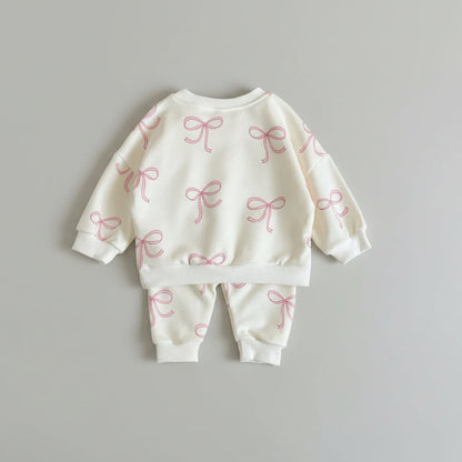 Cotton Cute Bow Top & Pants Set