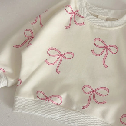 Cotton Cute Bow Top & Pants Set
