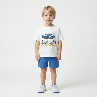 Cotton Donald Duck White Tee & Blue Shorts Set