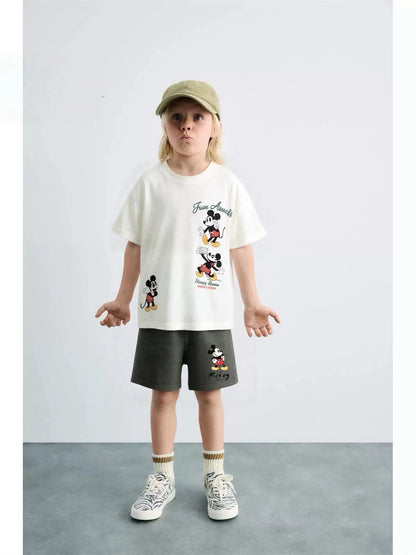 Cotton Mickey Mouse Summer Tee & Shorts Set