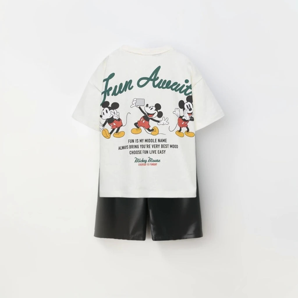 Cotton Mickey Mouse Summer Tee & Shorts Set