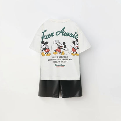 Cotton Mickey Mouse Summer Tee & Shorts Set