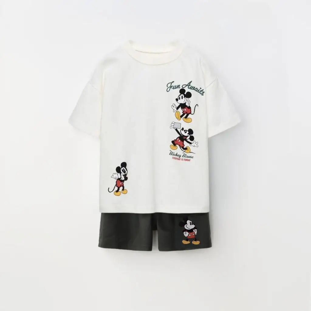 Cotton Mickey Mouse Summer Tee & Shorts Set