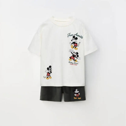 Cotton Mickey Mouse Summer Tee & Shorts Set