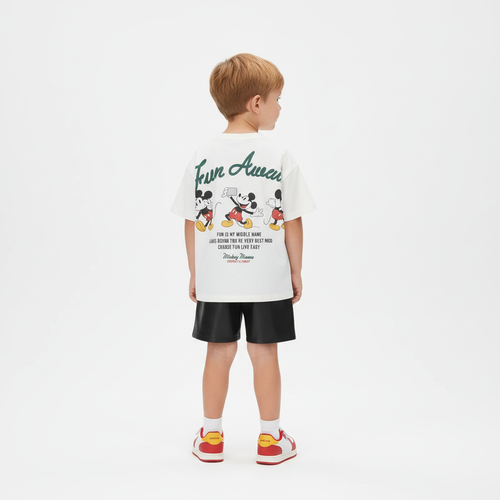 Cotton Mickey Mouse Summer Tee & Shorts Set