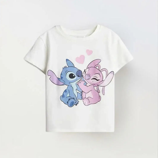100% Cotton Stitch & Angel Love Heart Short Sleeve Tee