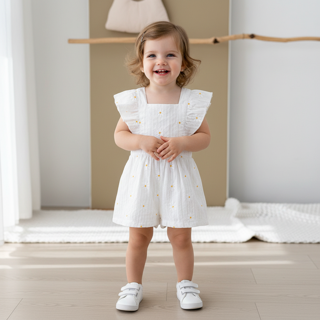 Viscose Overall – Lightweight Ruffle Sleeve Romper