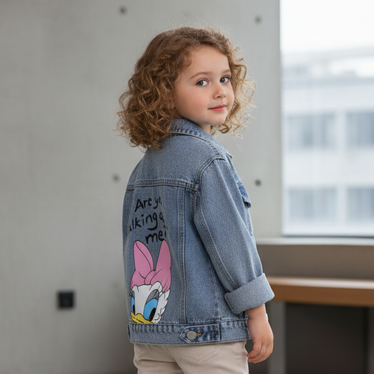 Daisy Duck Denim Jacket With Pink Bow Detail