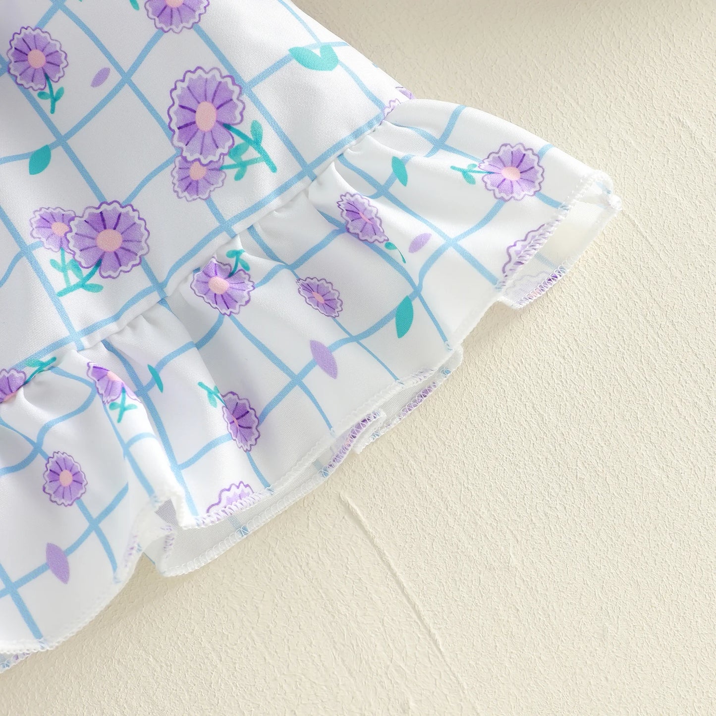 Lilac Ribbed Bow Crop Top & Floral Print Skirt Set