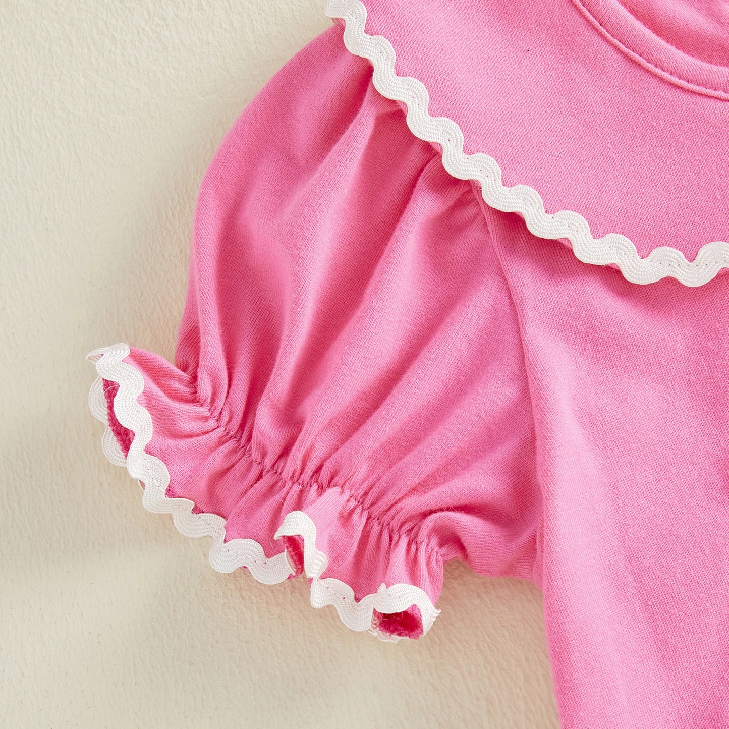 Cotton Pink Birthday Cupcake Romper With Ruffle Collar