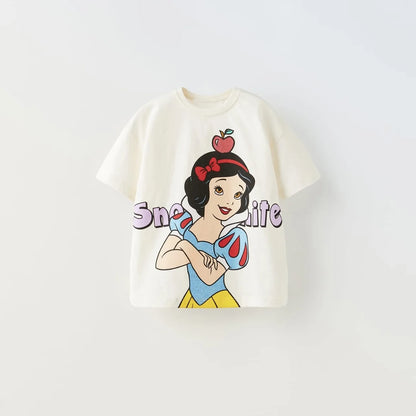 100% Cotton Snow White Apple Print Cotton T-Shirt