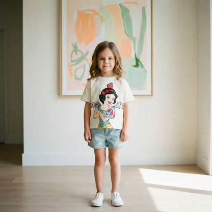 100% Cotton Snow White Apple Print Cotton T-Shirt