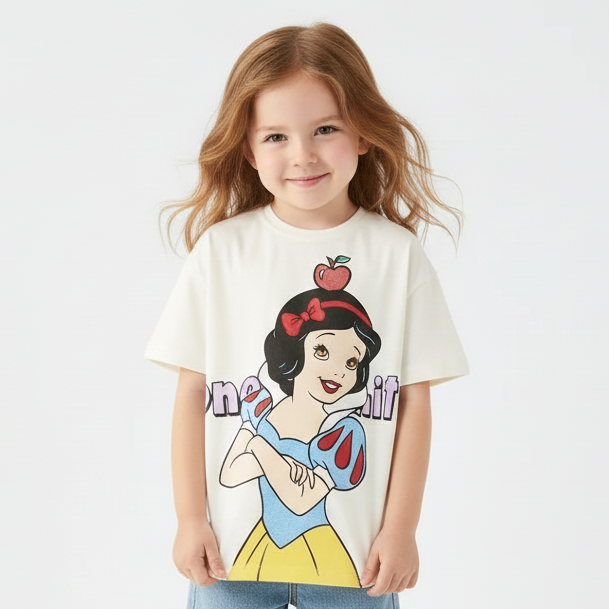 100% Cotton Snow White Apple Print Cotton T-Shirt