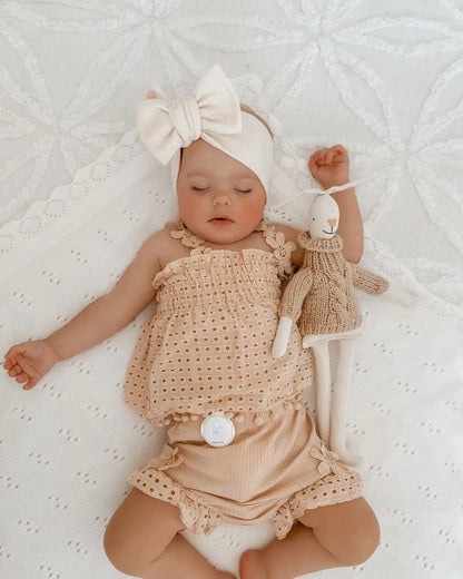 Eyelet Lace Tops & Ribbed Ruffle Shorts Set