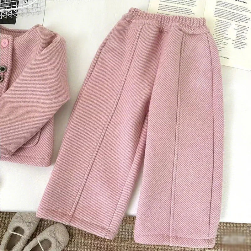 Elegant Jacket & Pants Set with Textured Fabric
