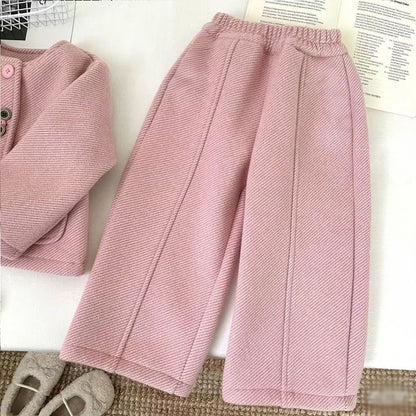 Elegant Jacket & Pants Set with Textured Fabric