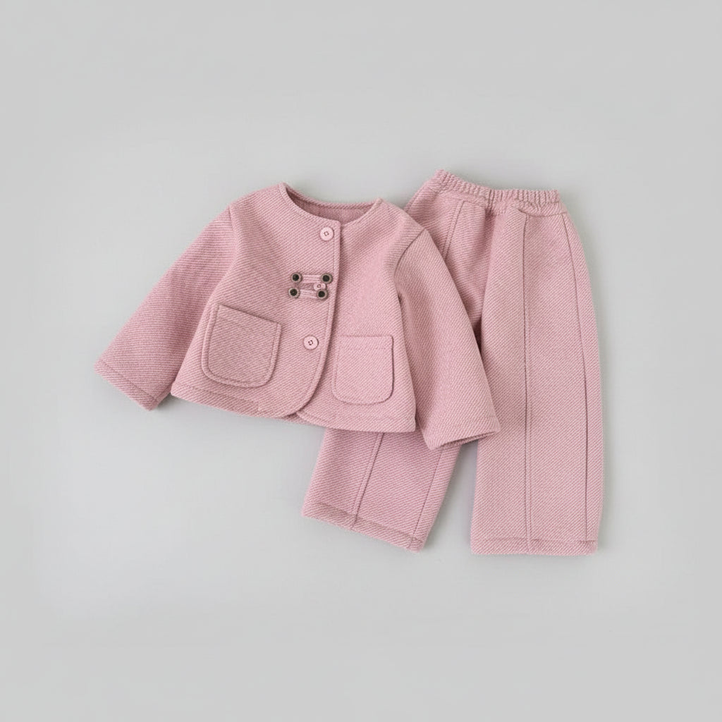 Elegant Jacket & Pants Set with Textured Fabric