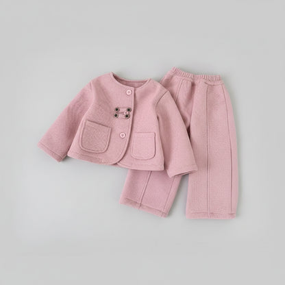 Elegant Jacket & Pants Set with Textured Fabric