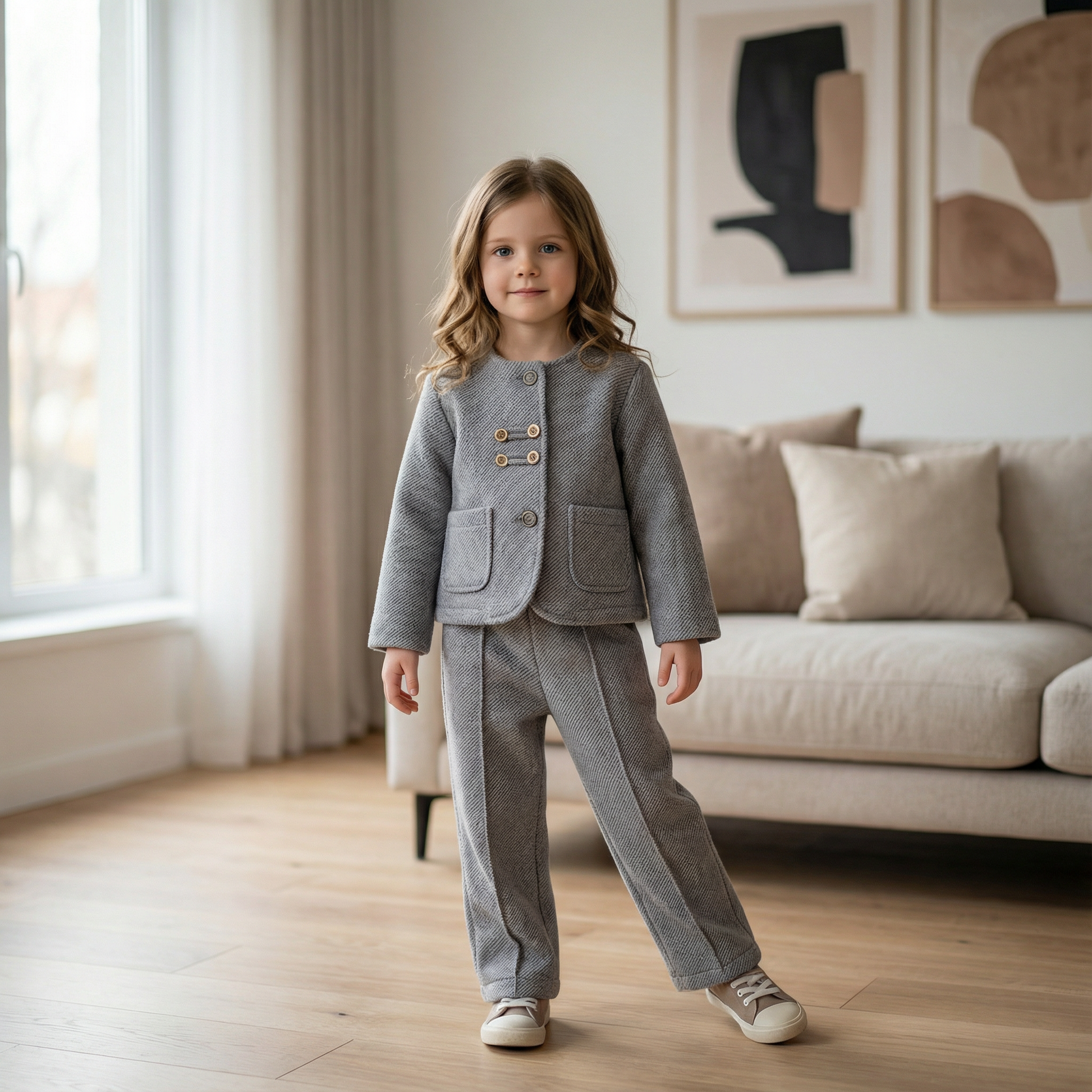 Elegant Jacket & Pants Set with Textured Fabric