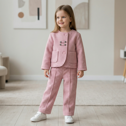 Elegant Jacket & Pants Set with Textured Fabric