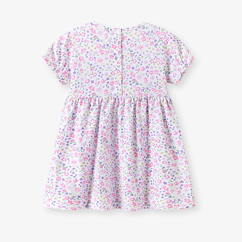 100% Cotton Girls Floral Cotton Dress – Soft Everyday Princess Dress