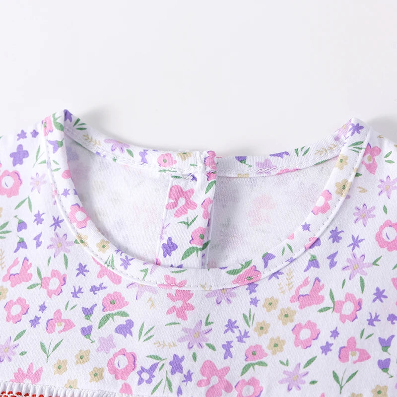 100% Cotton Girls Floral Cotton Dress – Soft Everyday Princess Dress