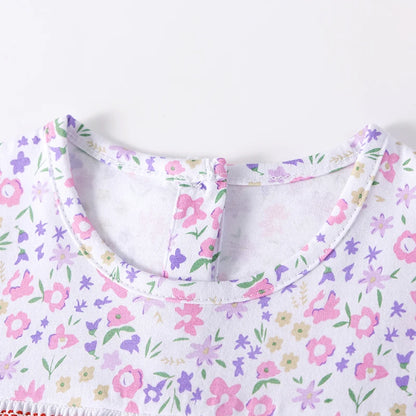 100% Cotton Girls Floral Cotton Dress – Soft Everyday Princess Dress