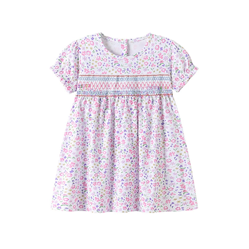 100% Cotton Girls Floral Cotton Dress – Soft Everyday Princess Dress