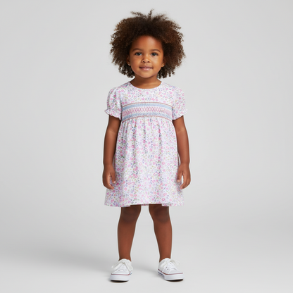 100% Cotton Girls Floral Cotton Dress – Soft Everyday Princess Dress