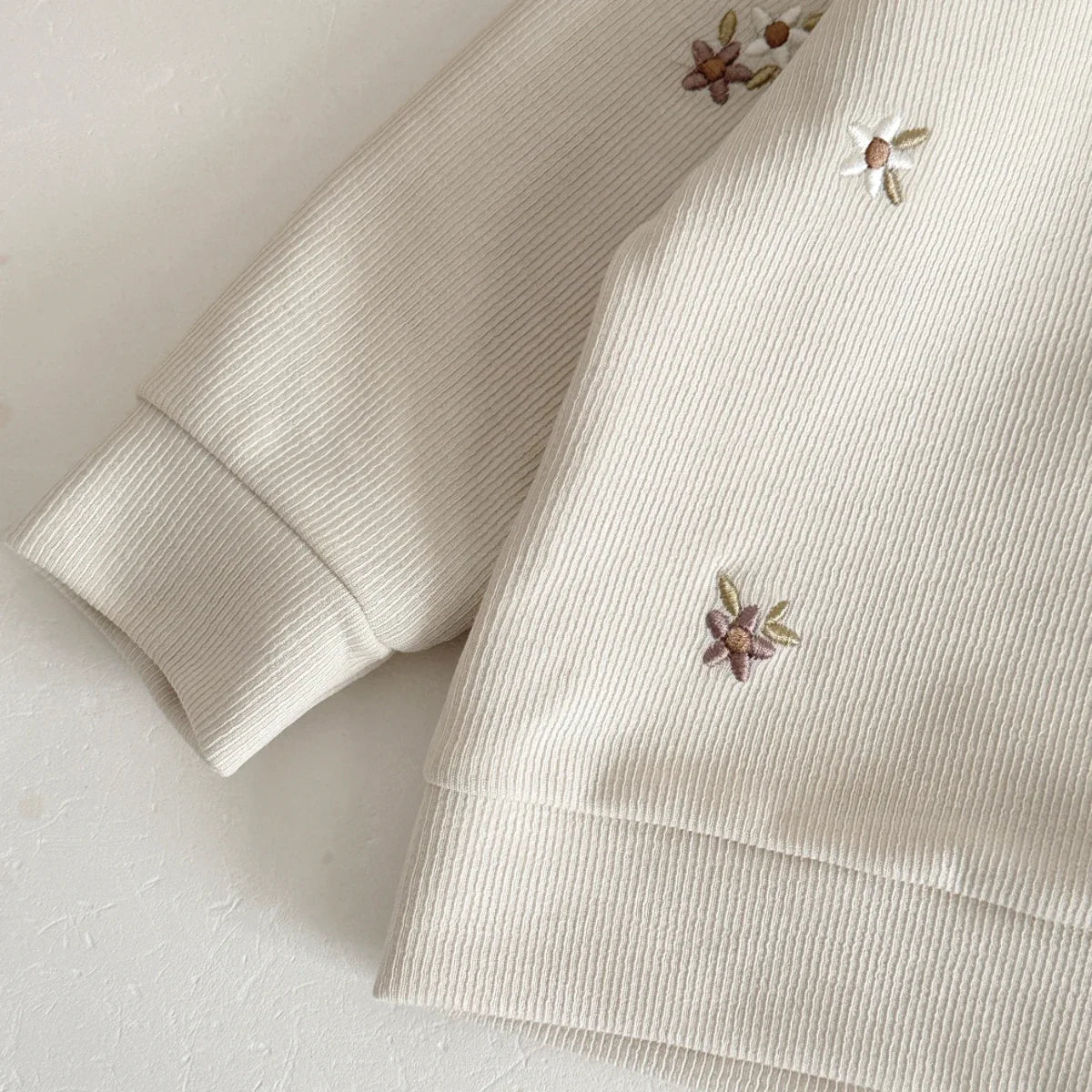 Baby Floral Cotton Set – Long Sleeve Top & Striped Pants
