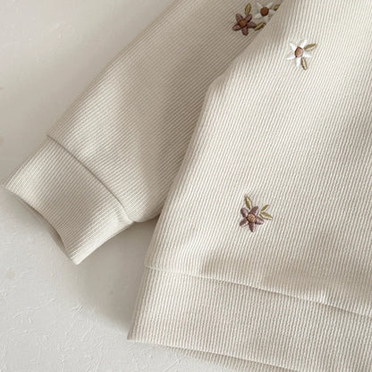 Baby Floral Cotton Set – Long Sleeve Top & Striped Pants