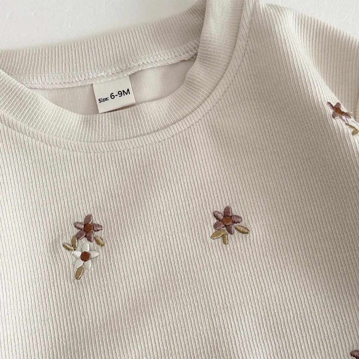 Baby Floral Cotton Set – Long Sleeve Top & Striped Pants
