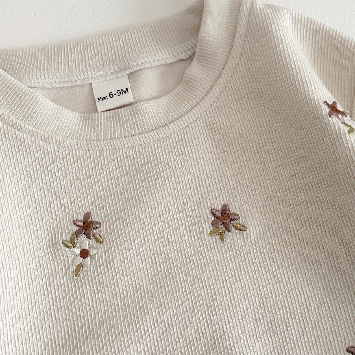 Baby Floral Cotton Set – Long Sleeve Top & Striped Pants