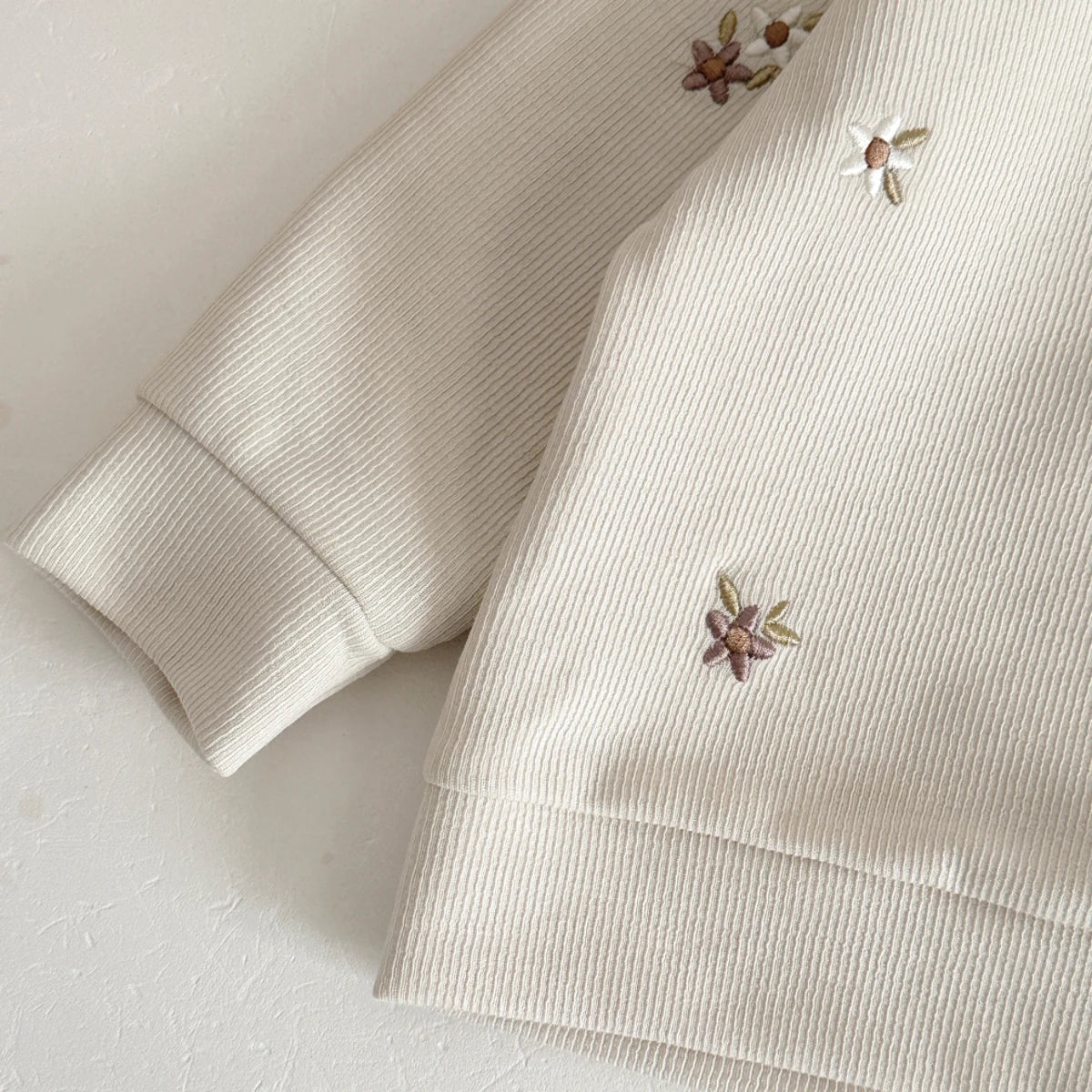 Baby Floral Cotton Set – Long Sleeve Top & Striped Pants