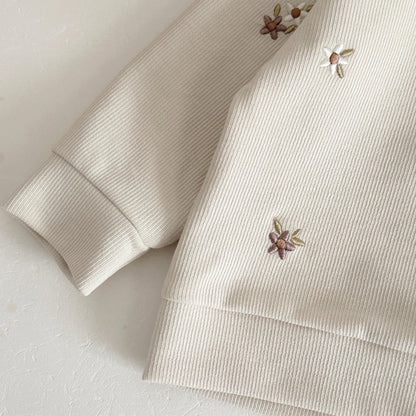 Baby Floral Cotton Set – Long Sleeve Top & Striped Pants