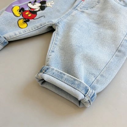 Mickey Mouse Striped Polo & Denim Shorts Set